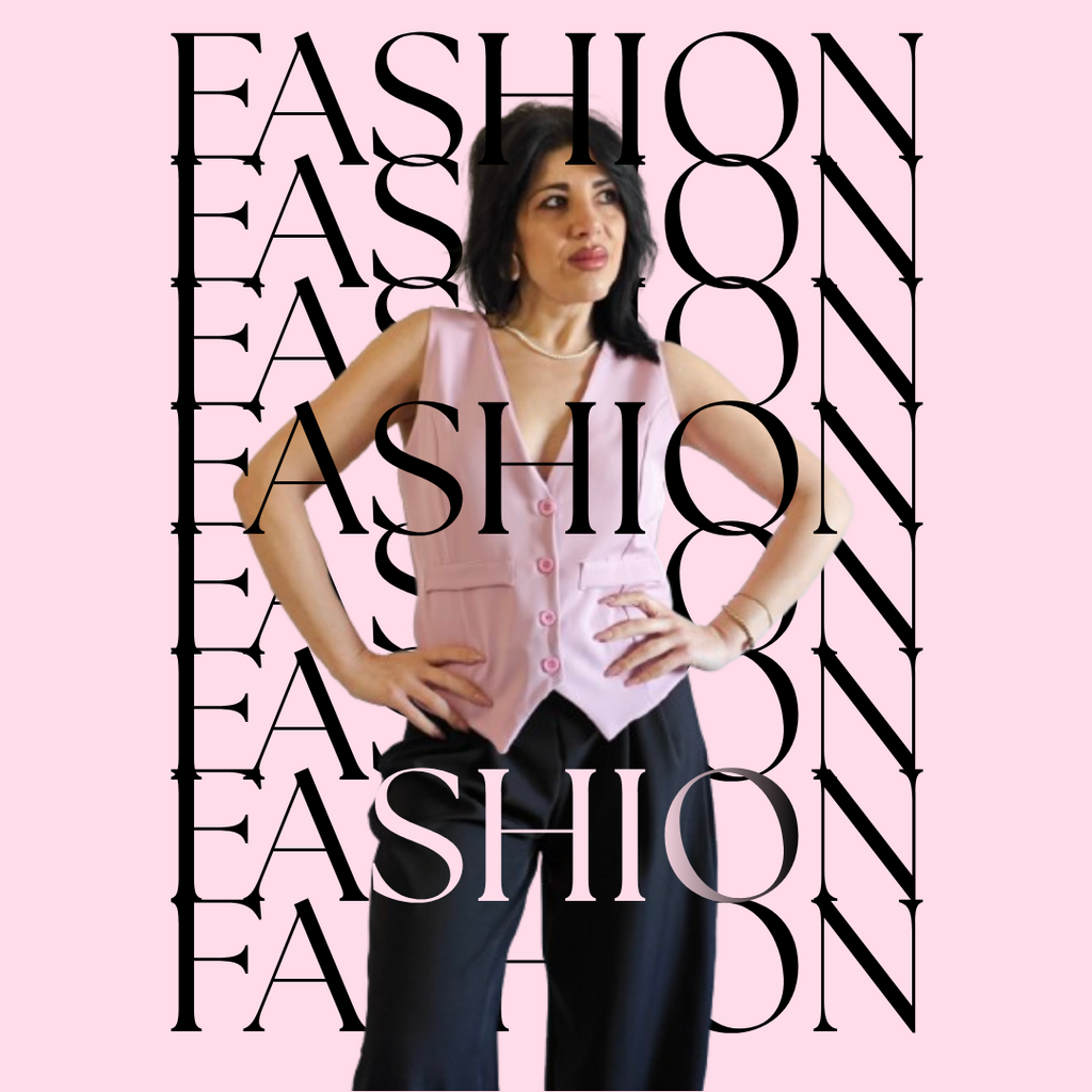 GILET ROSA CON SCOLLO A V