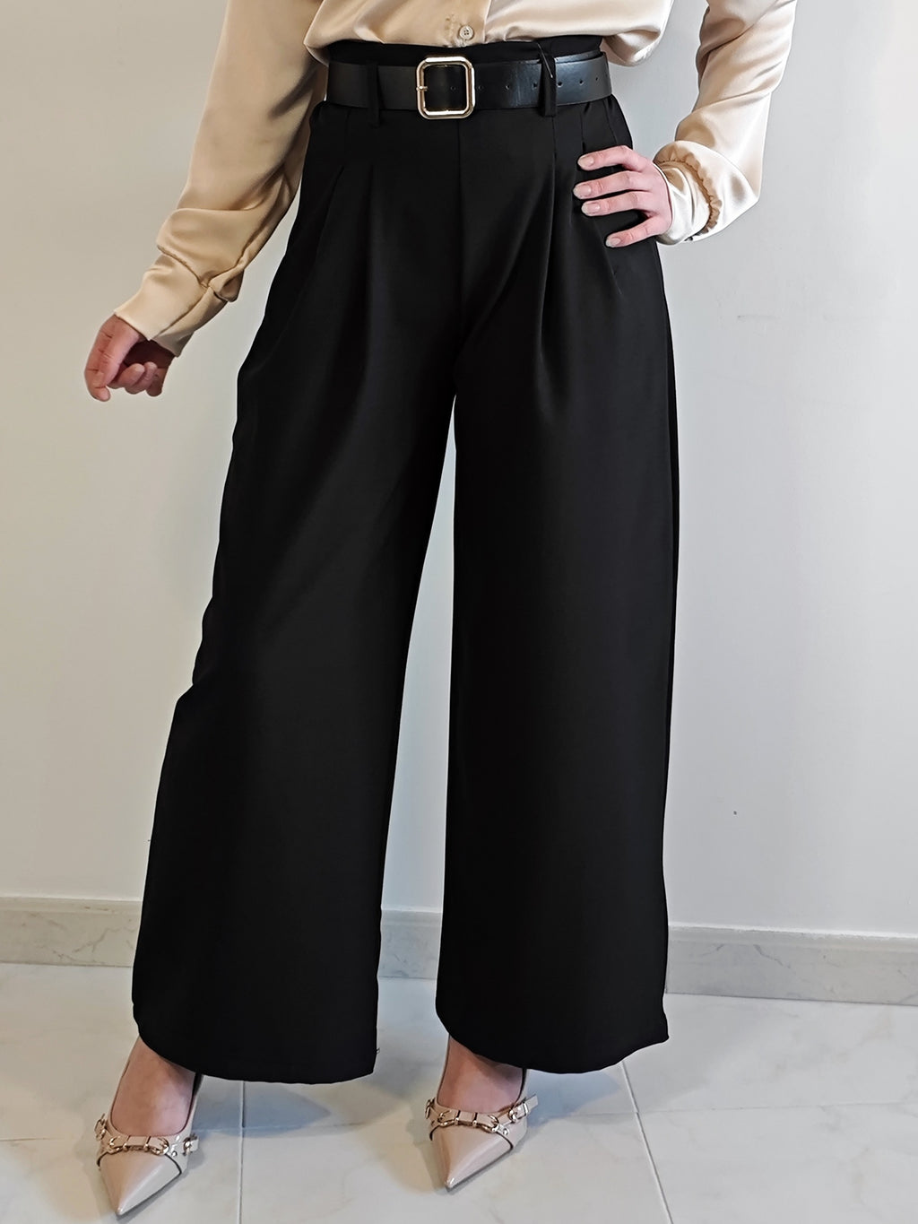 PANTALONI A PALAZZO ELEGANCE NERO