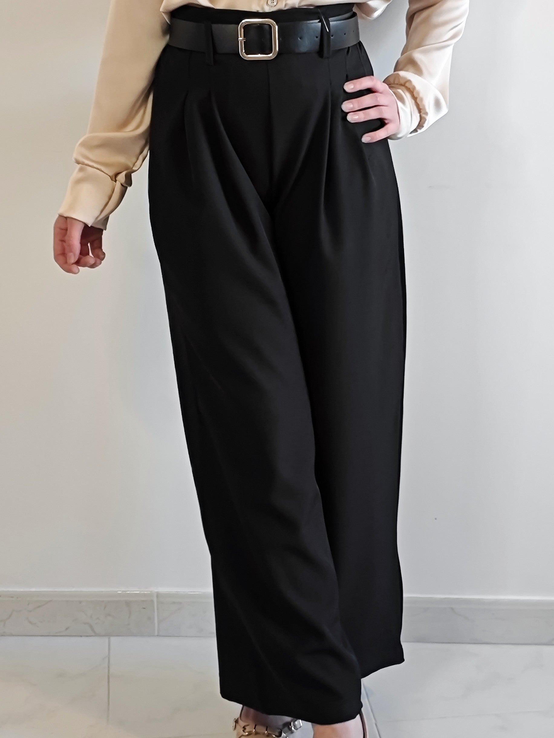 PANTALONI A PALAZZO ELEGANCE NERO