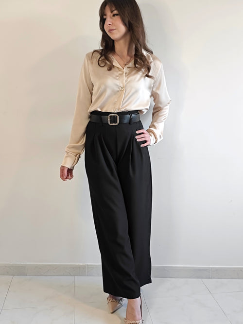 CAMICIA BEIGE EFFETTO RASO