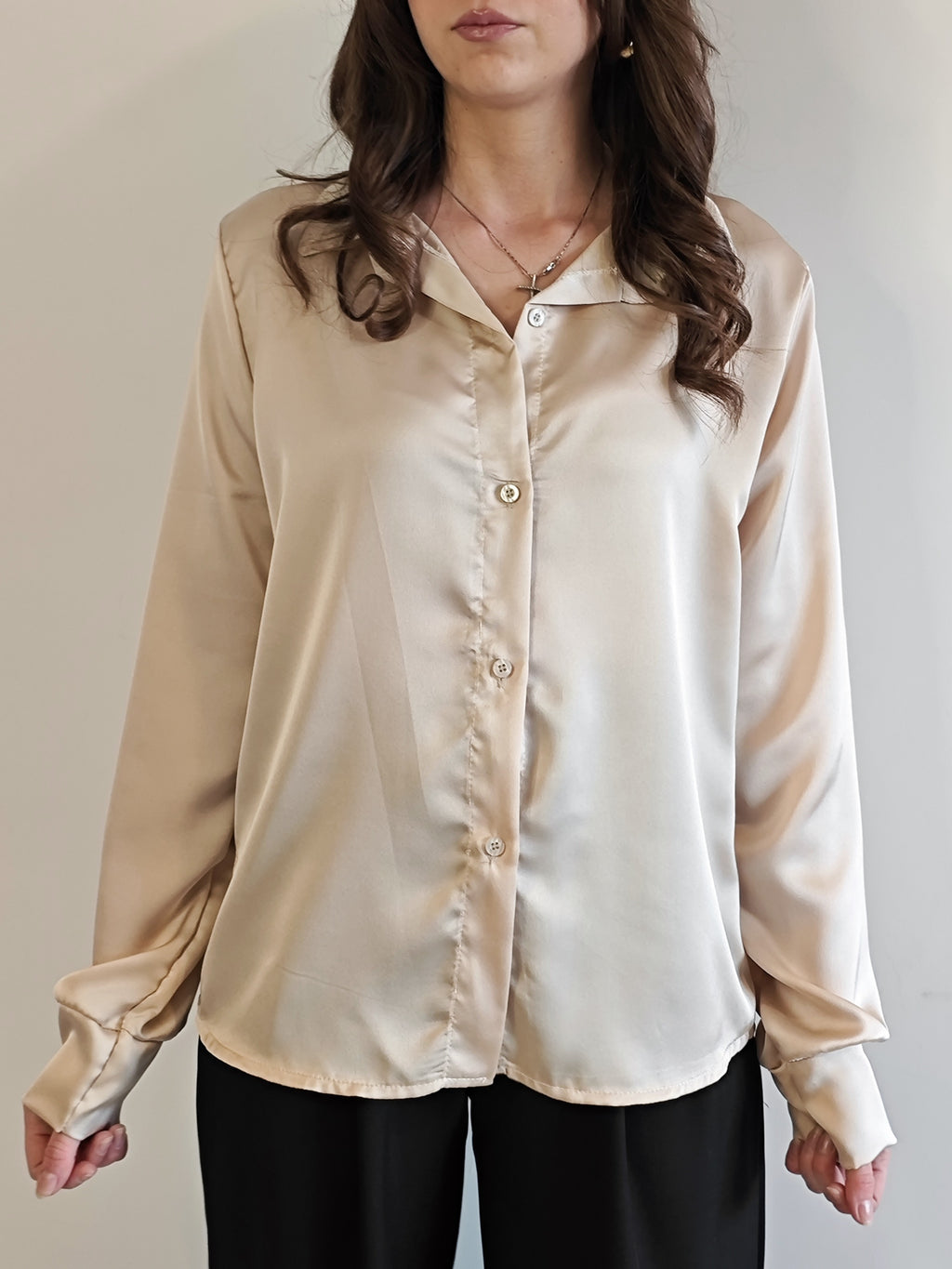CAMICIA BEIGE EFFETTO RASO