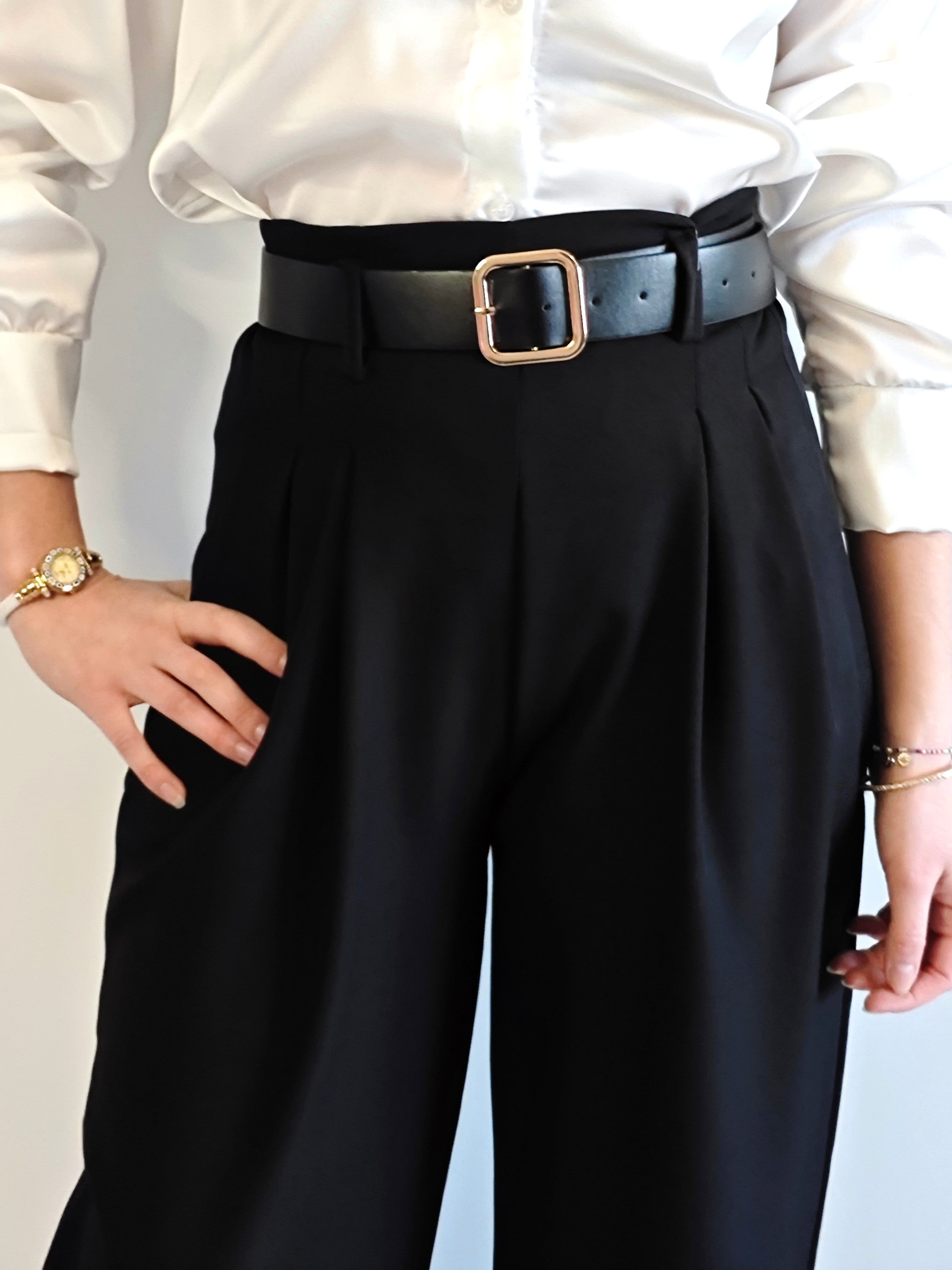 PANTALONI A PALAZZO ELEGANCE NERO
