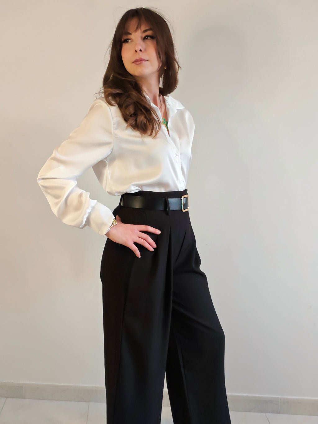 CAMICIA BIANCA EFFETTO RASO