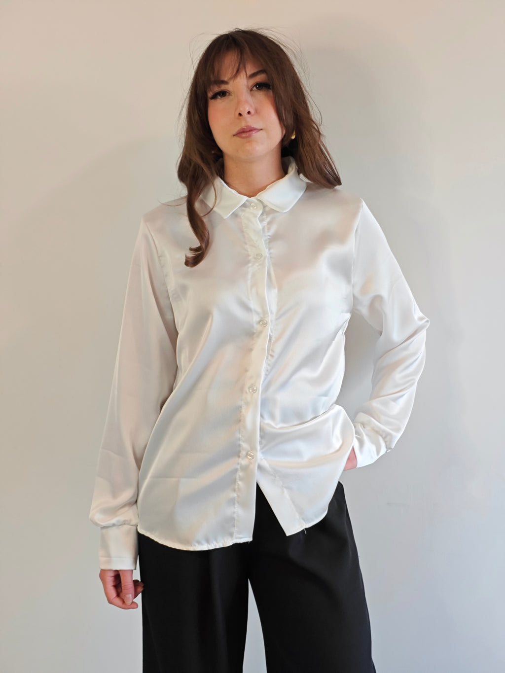 CAMICIA BIANCA EFFETTO RASO