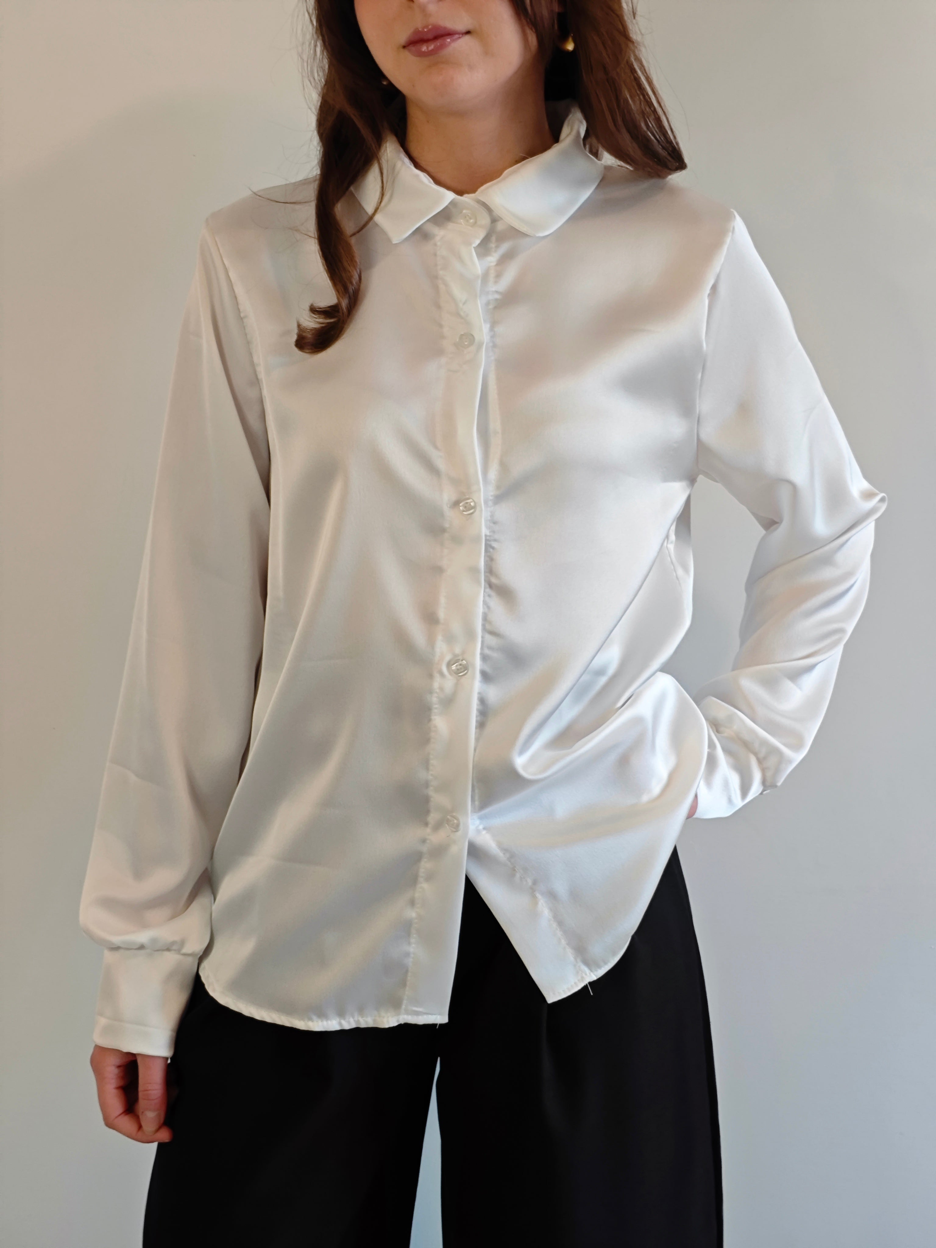 CAMICIA BIANCA EFFETTO RASO