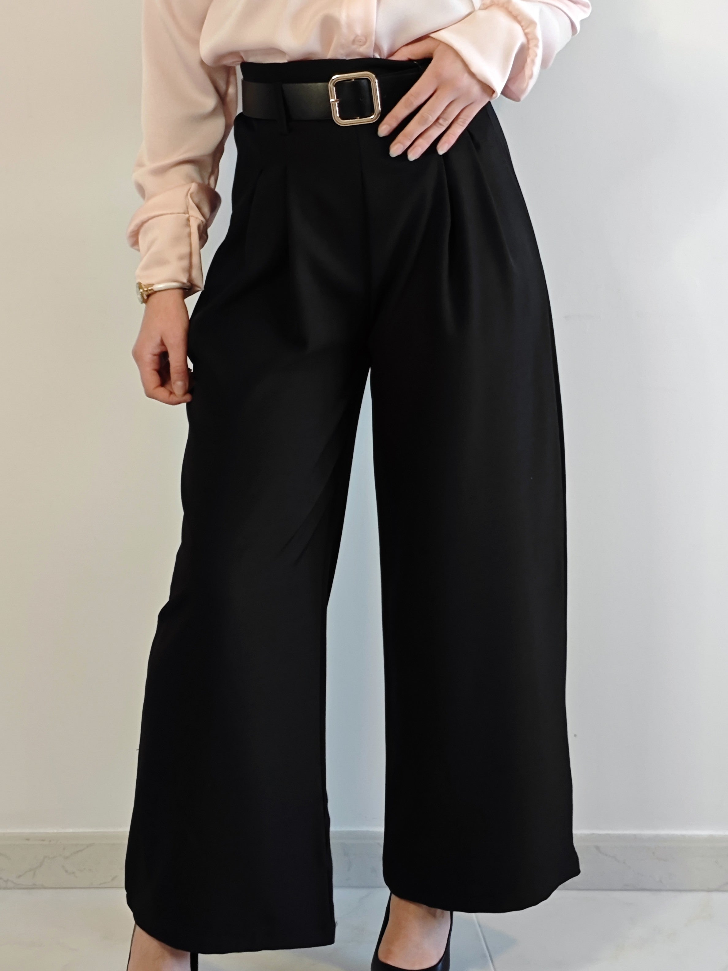PANTALONI A PALAZZO ELEGANCE NERO