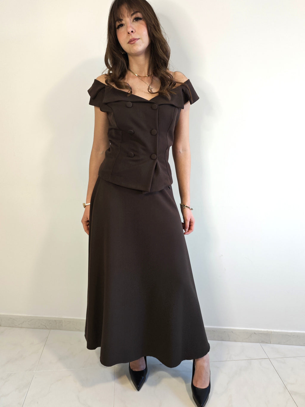 ABITO ELEGANTE MIDI CON SCOLLO A BARCA