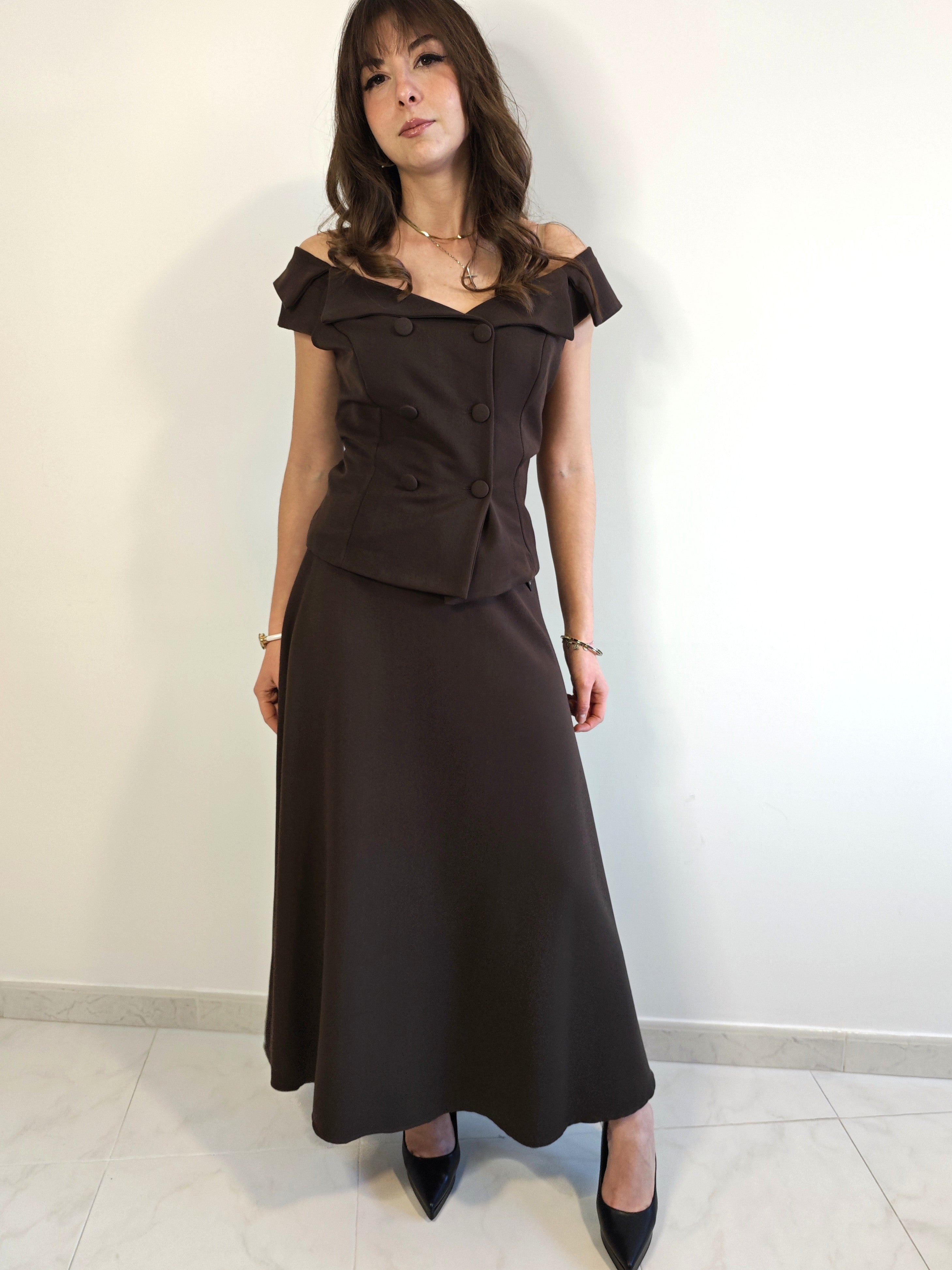 ABITO ELEGANTE MIDI CON SCOLLO A BARCA