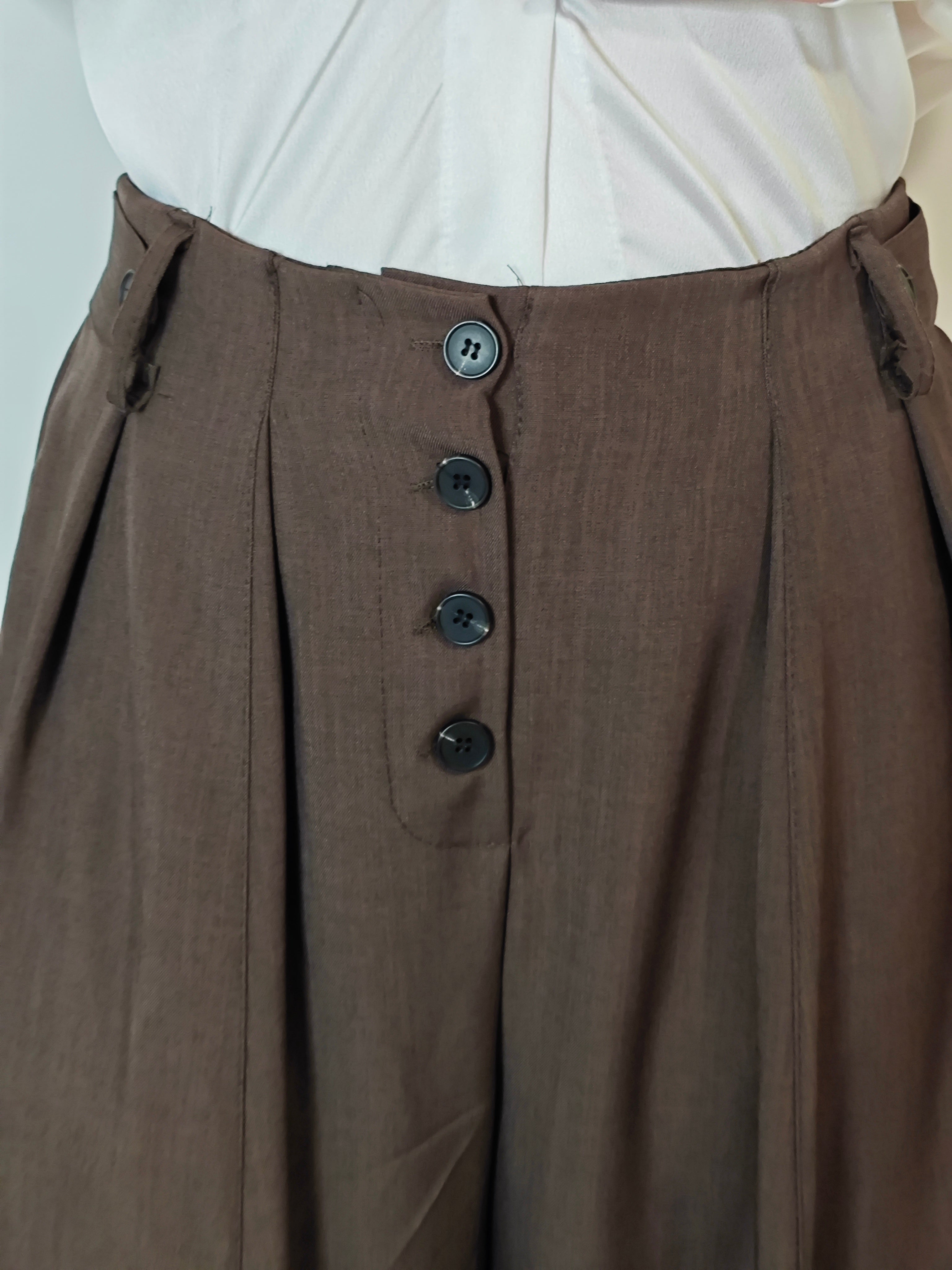 PANTALONI PALAZZO MARRONE CON PINCE