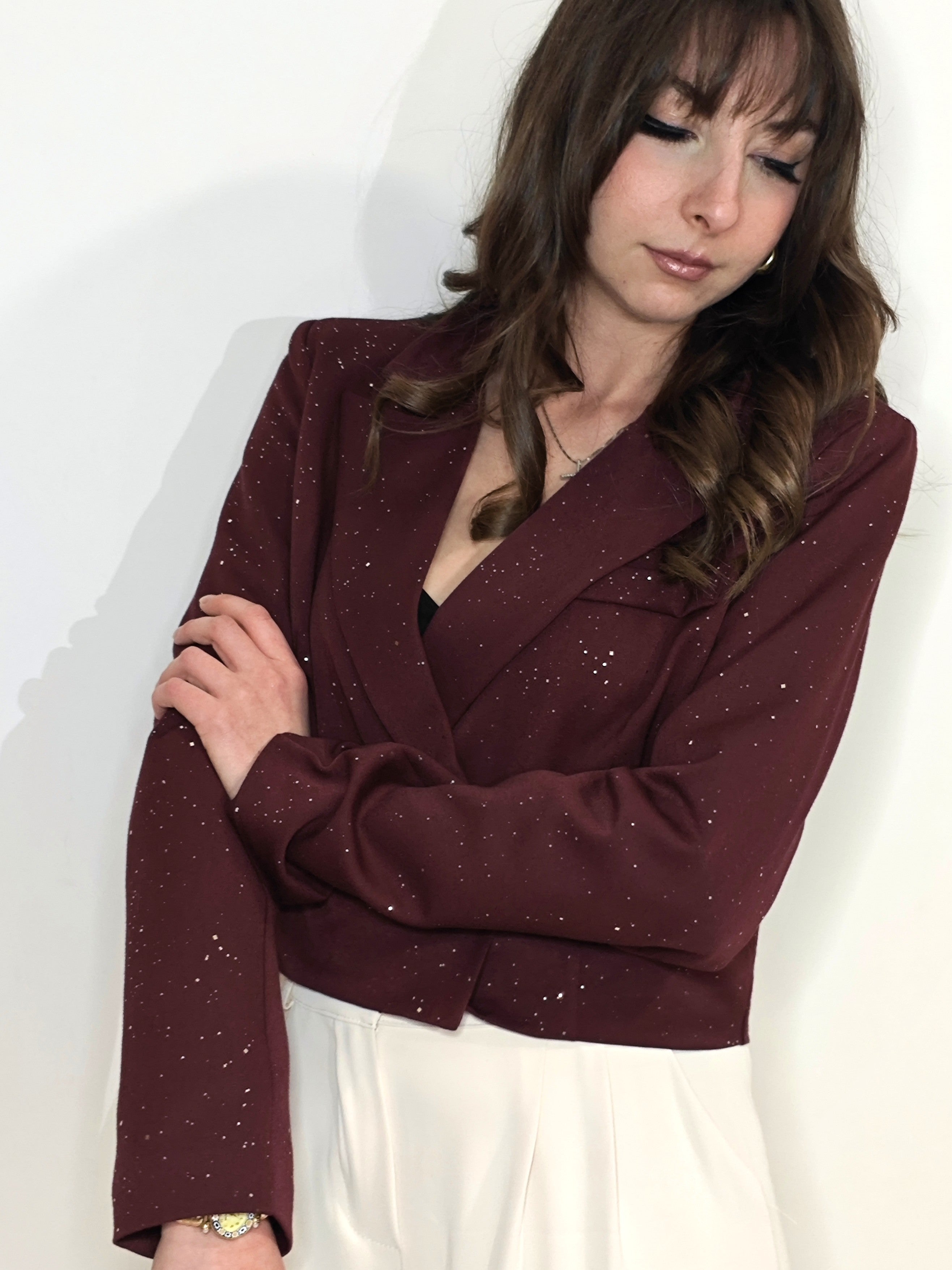 GIACCA BORDEAUX CON BRILLANTINI