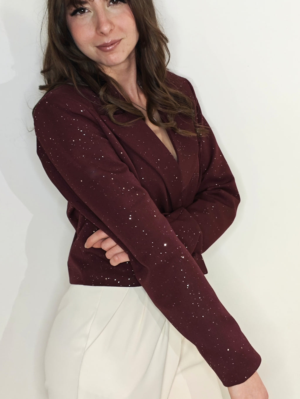 GIACCA BORDEAUX CON BRILLANTINI