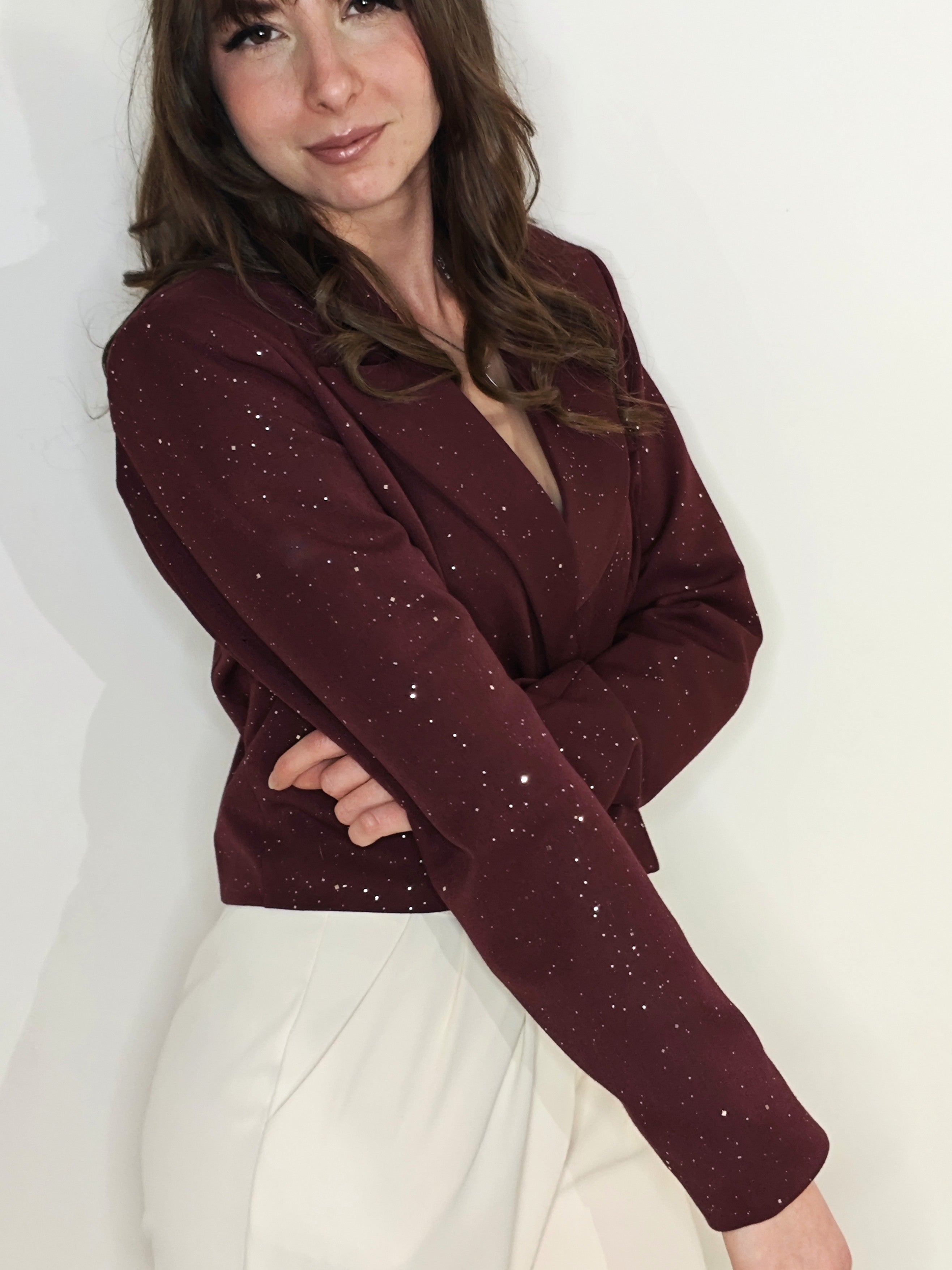 GIACCA BORDEAUX CON BRILLANTINI
