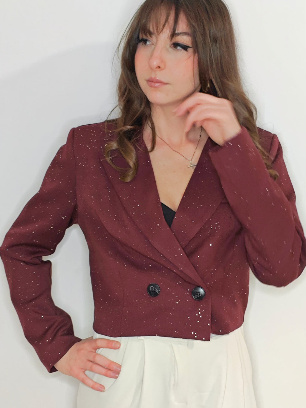 GIACCA BORDEAUX CON BRILLANTINI